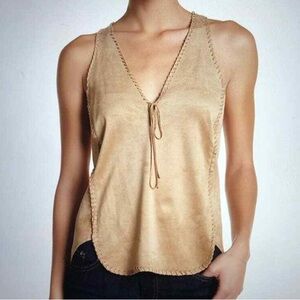 Liberty Garden Faux Suede Whipstitch Sleeveless Blouse